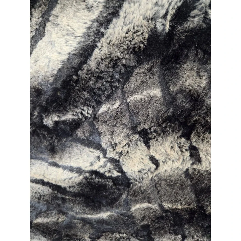 Minky Mamas Patchwork Luxe Minky Blanket 78x57 Purple Black Hide Plush Throw